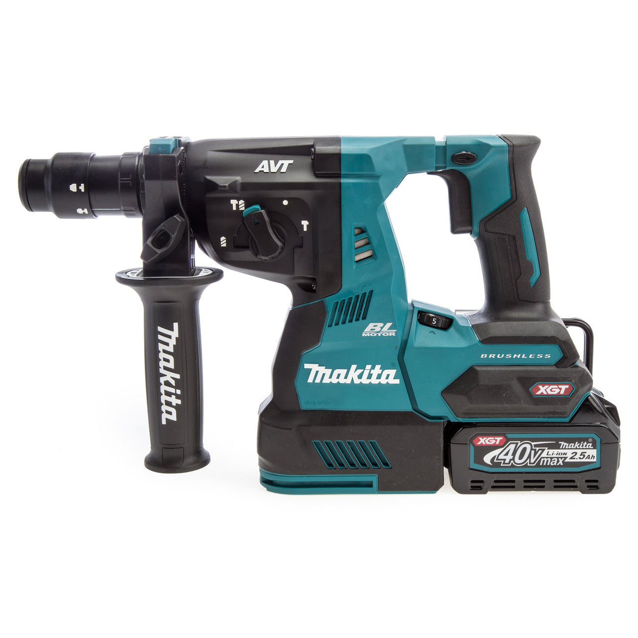 Makita 40VMax XGT Brushless SDS+ Rotary Hammer Drill 2 × 2.5Ah Batts HR004GD203