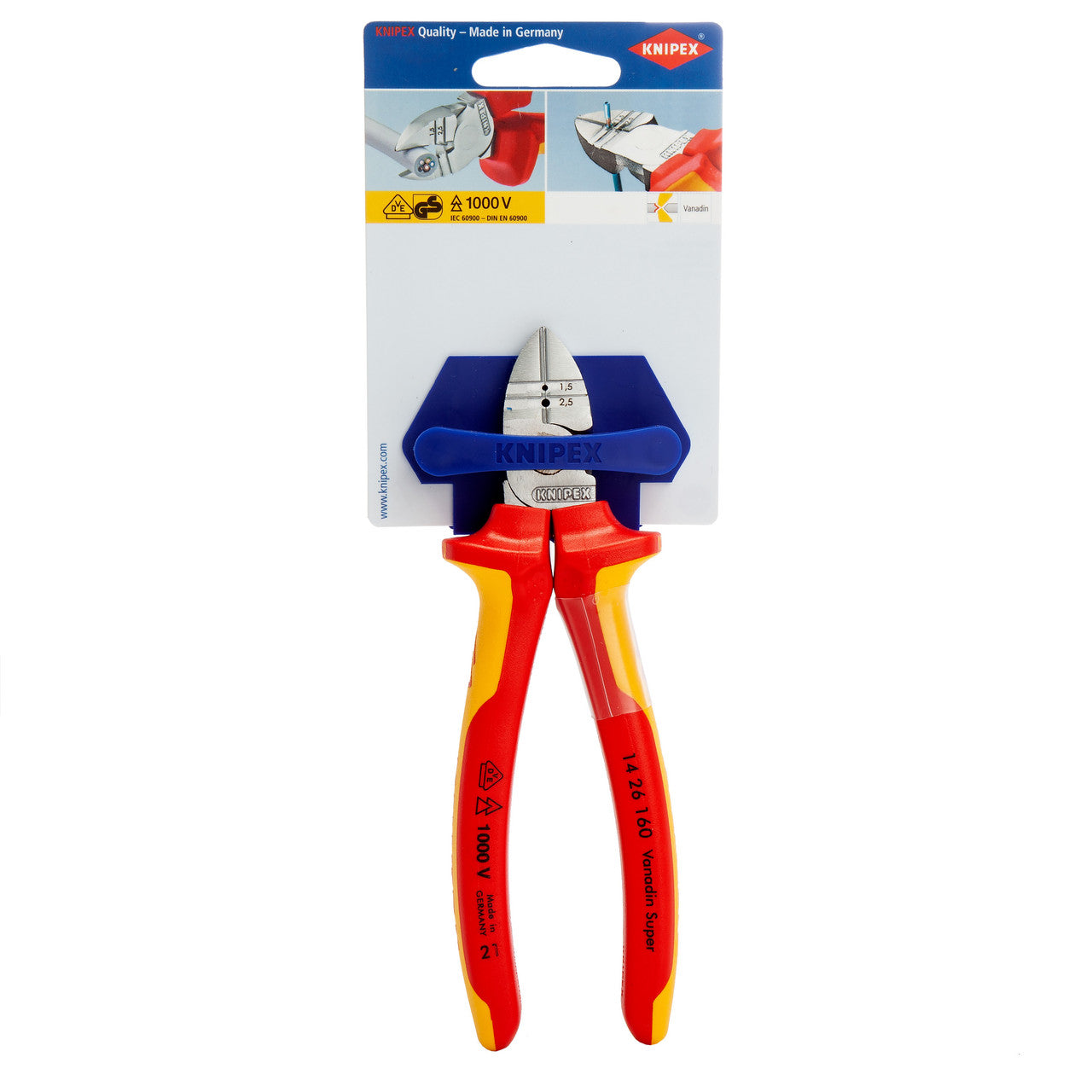 Knipex 160mm Diagonal Insulation Stripper VDE 1000V Hardened Blades 1426160SB