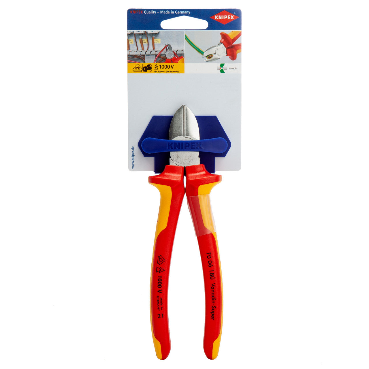 Knipex 180mm Diagonal Cutter VDE 1000V Precision Cutting Edges 7006180SB