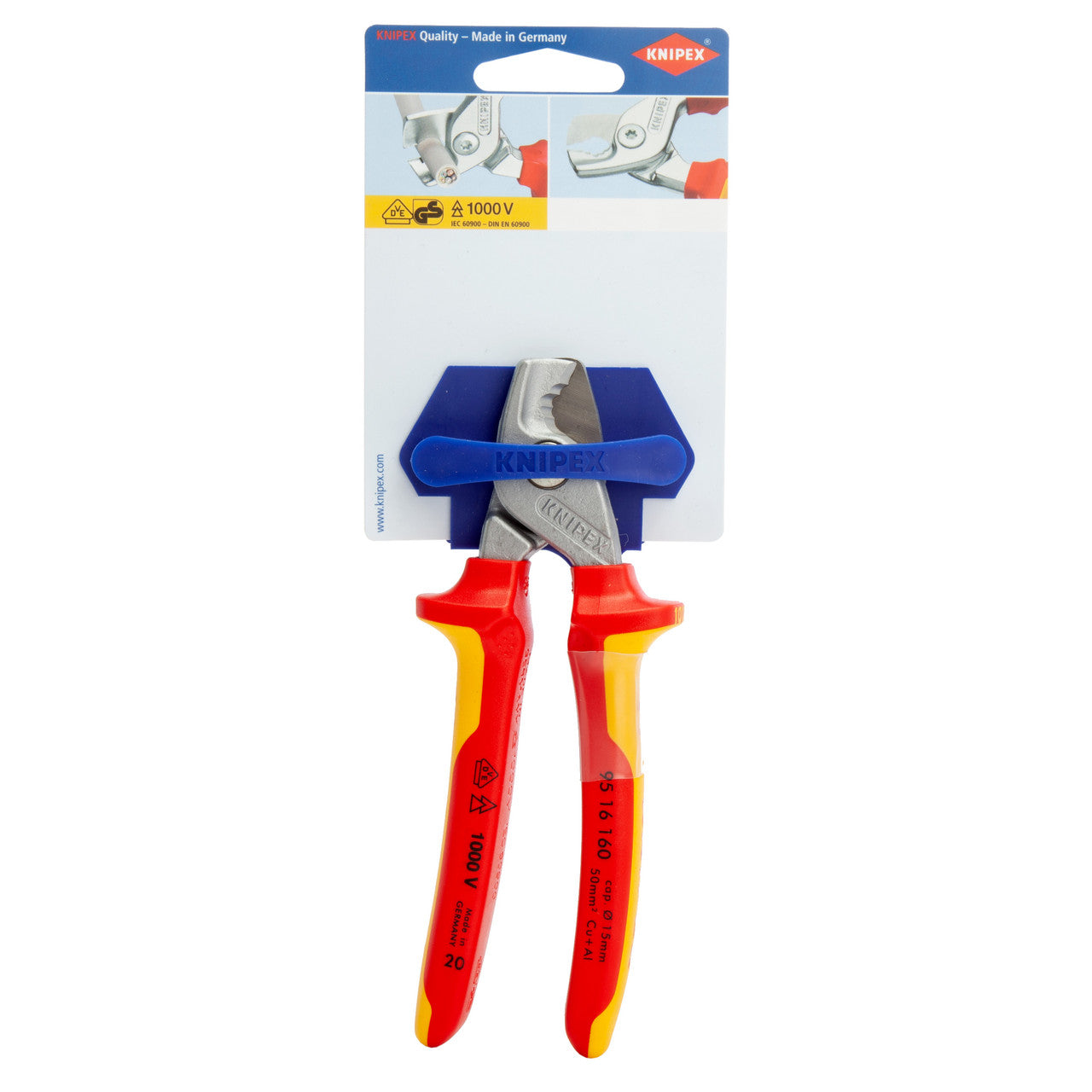Knipex StepCut Cable Shears VDE 1000V 160mm Cuts 15 mm 50 mm² 9516160SB