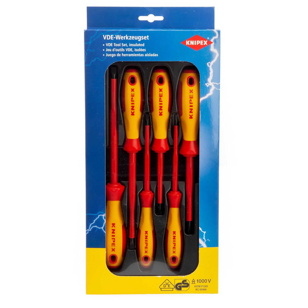 Knipex VDE Screwdriver Set 1000V 6 Piece Slotted & Phillips Burnished 002012V01