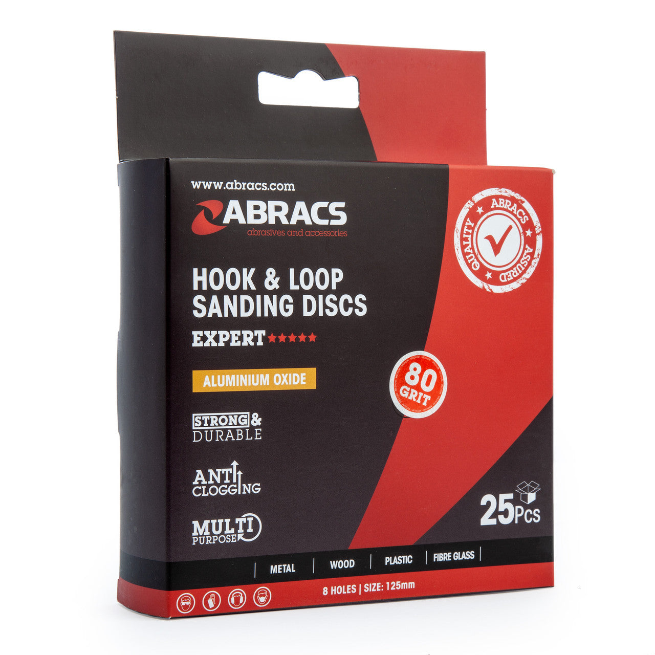 Abracs Sanding Discs 80 Grit 125mm 25 Pack ABHL8125080