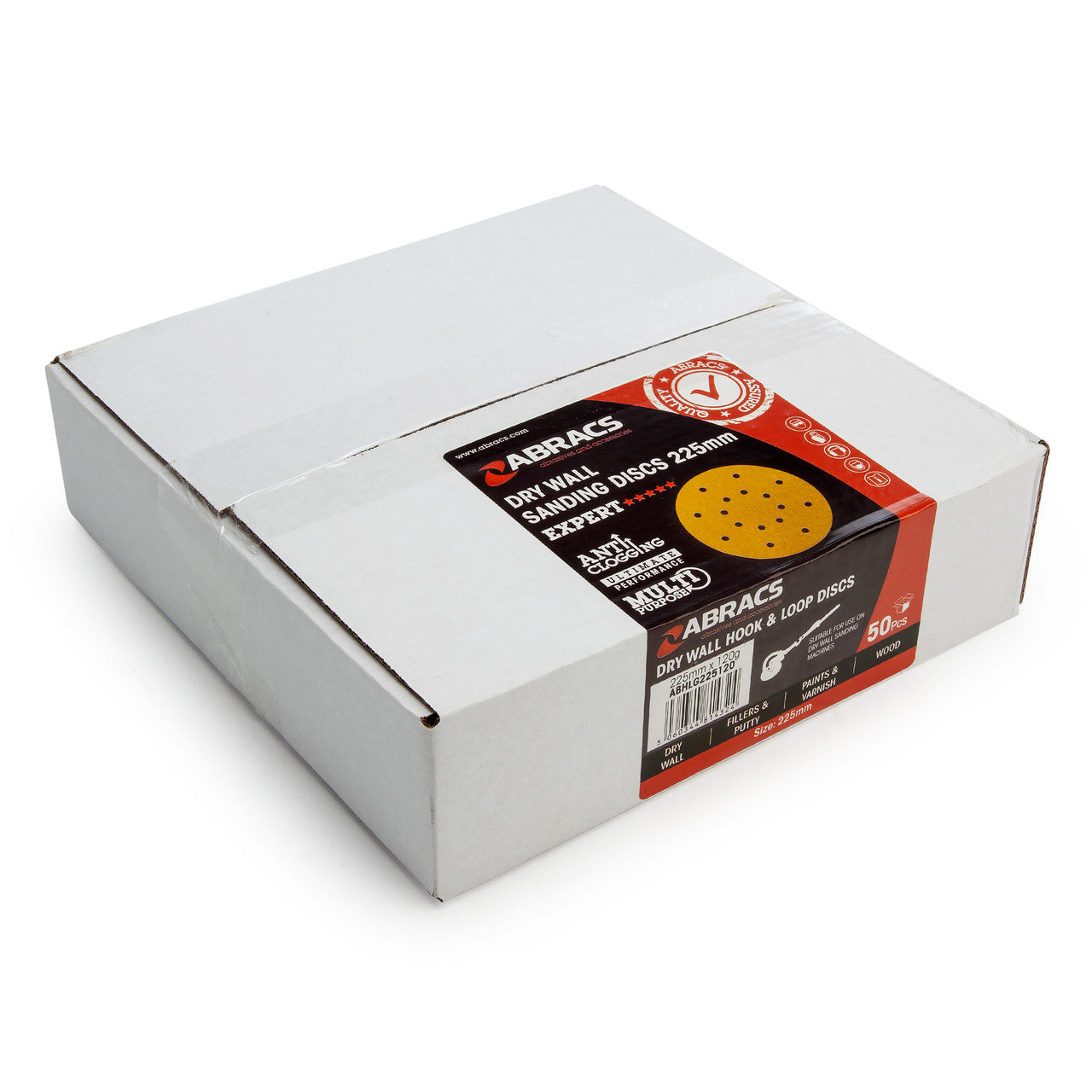 Abracs Drywall Sanding Discs 120 Grit 225mm 50 Pack ABHLG225120-50