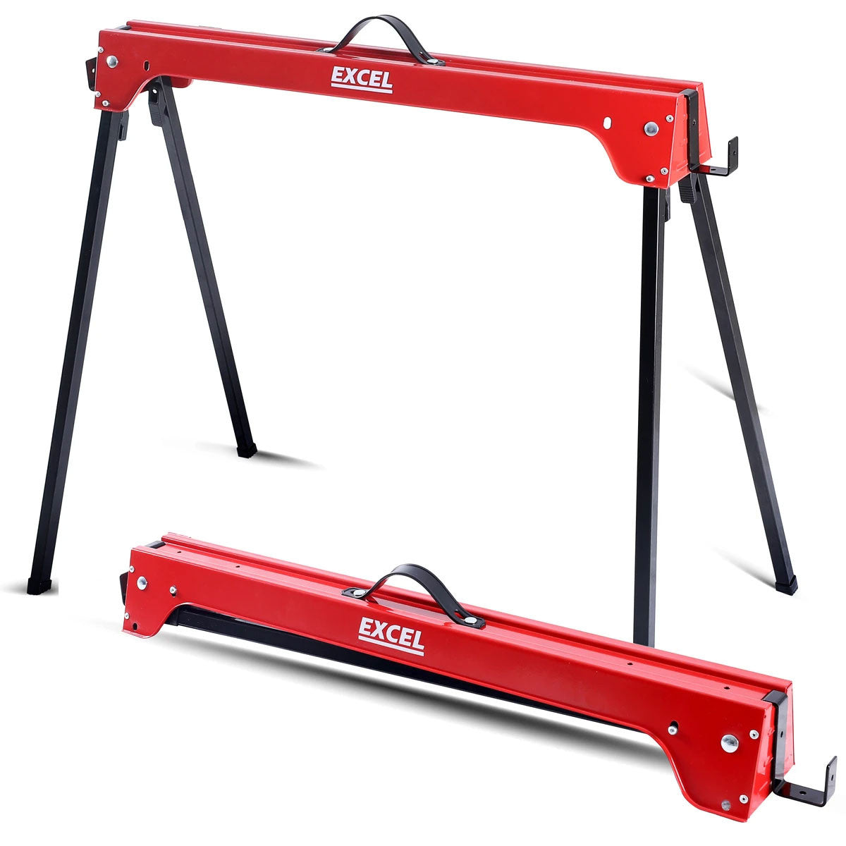 Excel Heavy Duty Steel Folding Saw Horse Capacity 500kg Twin Pack 5157