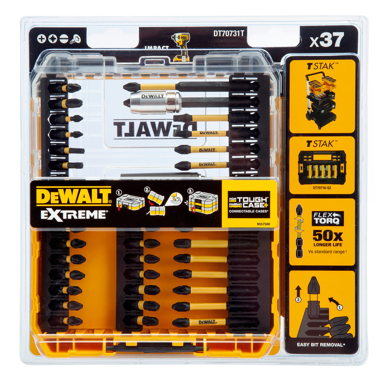 Dewalt FLEXTORQ Screwdriver Bit Set in Connectable Case 37 Piece DT70731T