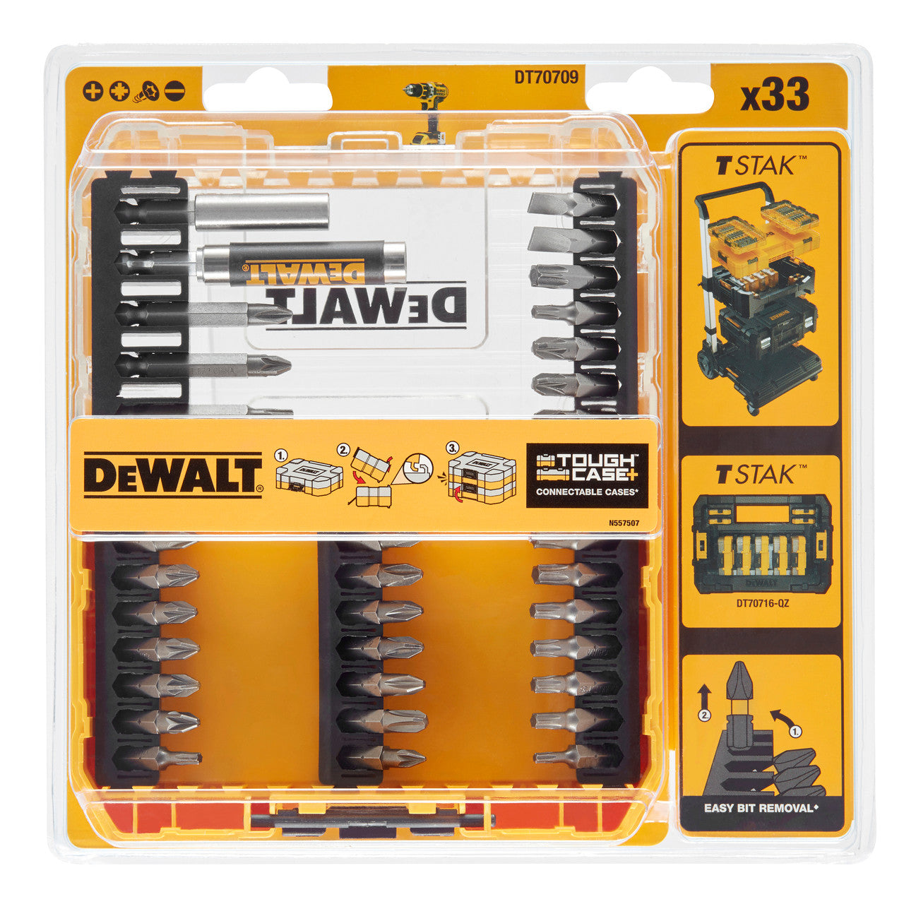 Dewalt Screwdriver Assorted Bit Set in Connectable Case 33 Piece DT70709