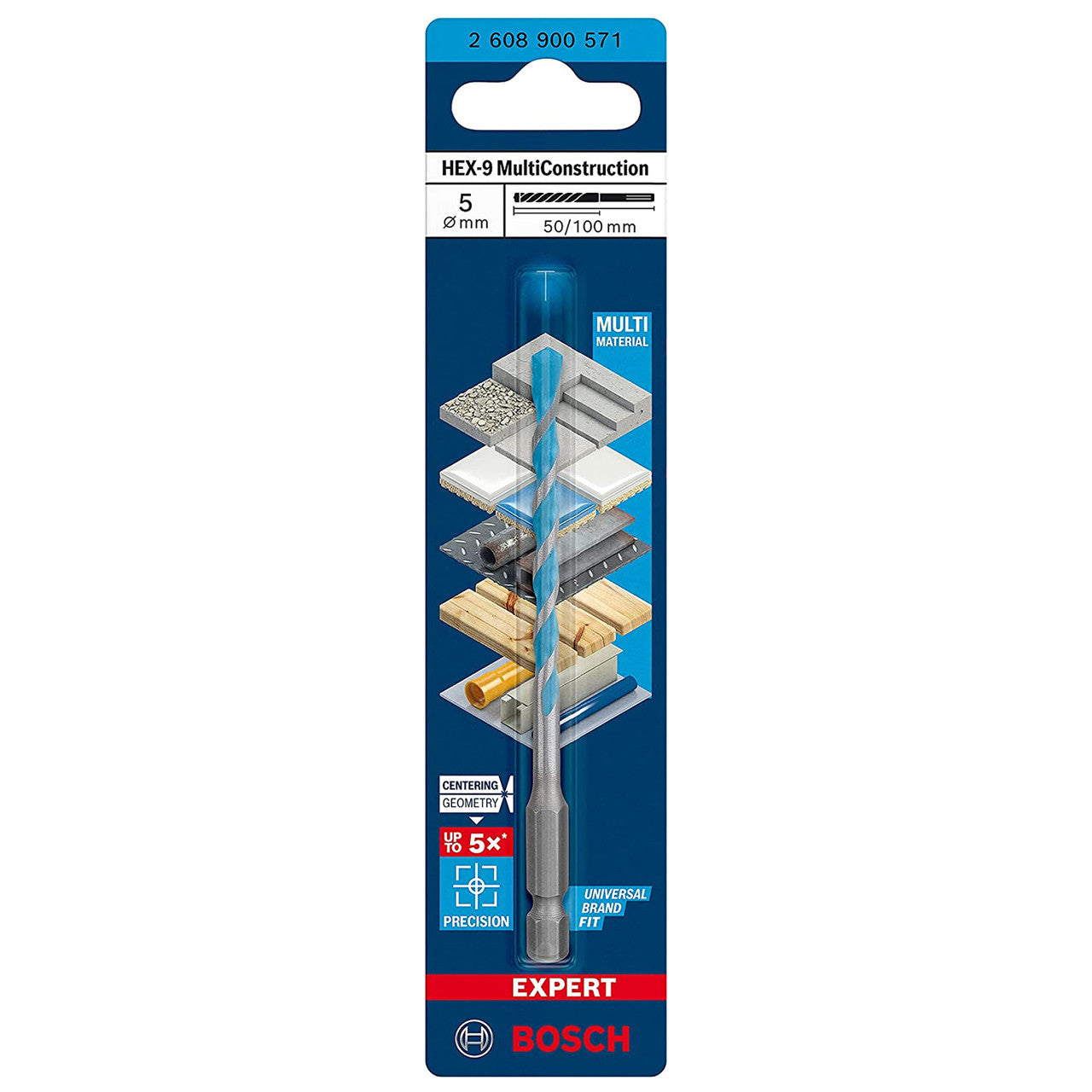 Bosch HEX-9 Multi Construction Drill Bit 5 x 50 x 100mm 2608900571