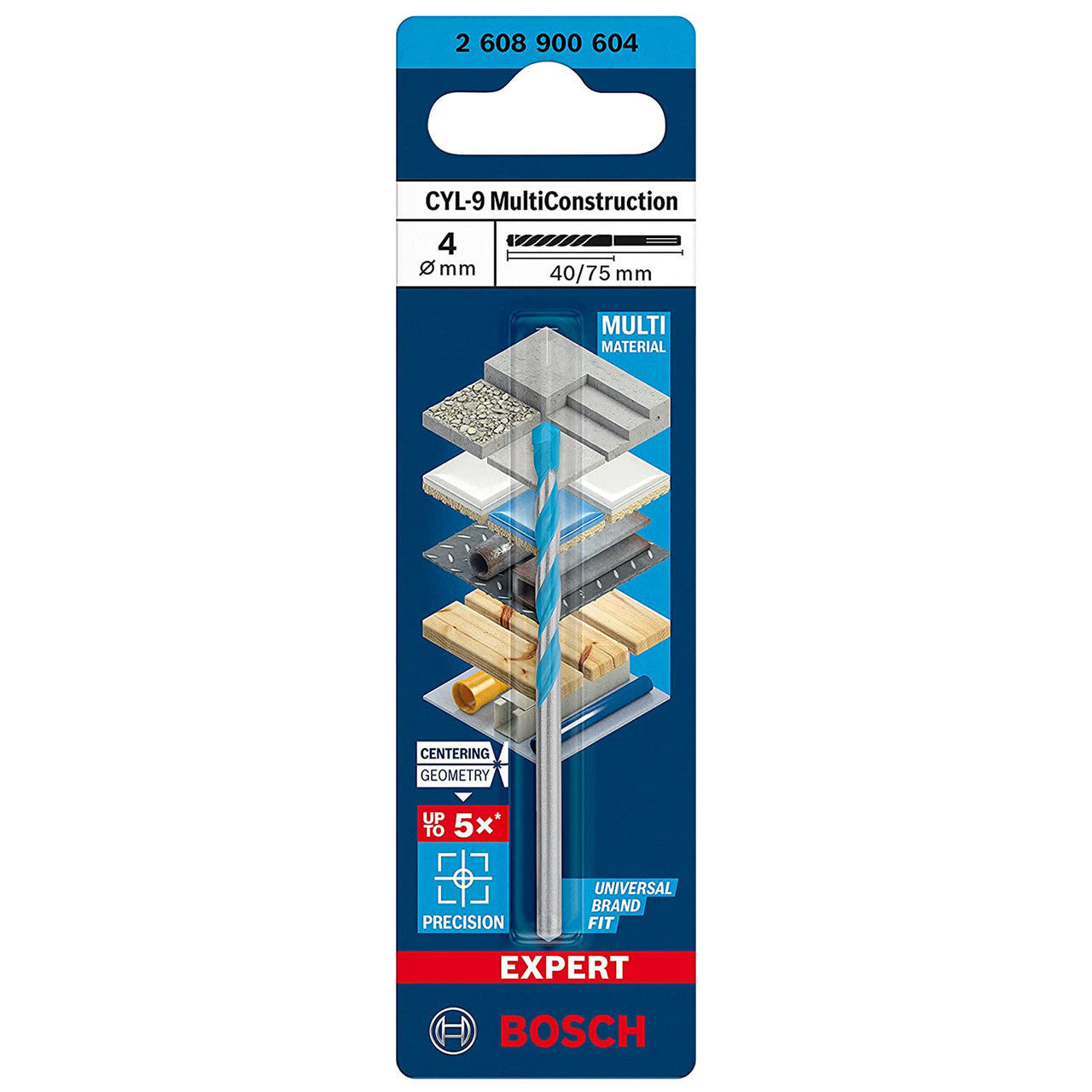 Bosch CYL-9 Multi Construction Drill Bit 4.0 x 40 x 75mm 2608900604