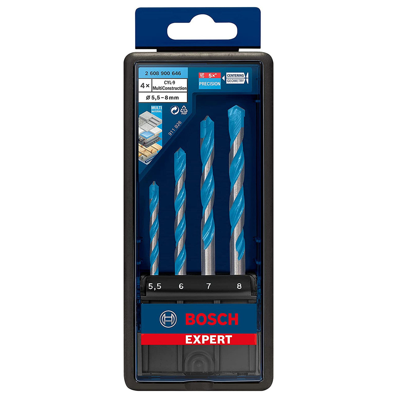 Bosch CYL-9 Multi Construction Drill Bit Set 5.5mm to 8mm 4 Pack 2608900646