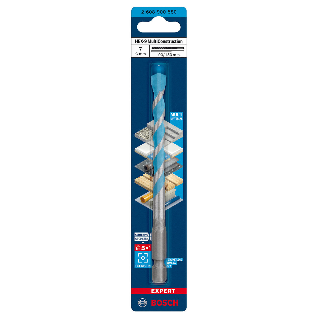 Bosch HEX-9 Multi Construction Drill Bit 7mm x 150mm 2608900580