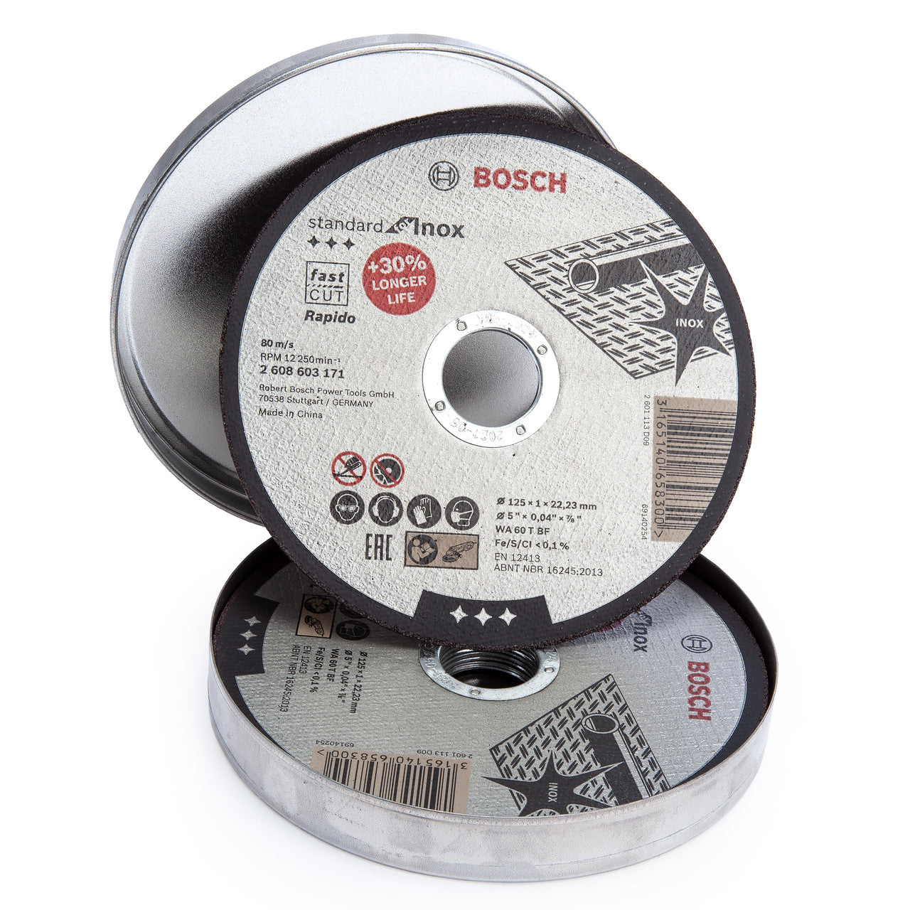 Bosch Standard for Inox Rapido Straight Cutting Discs 125mm Box of 10 2608603255