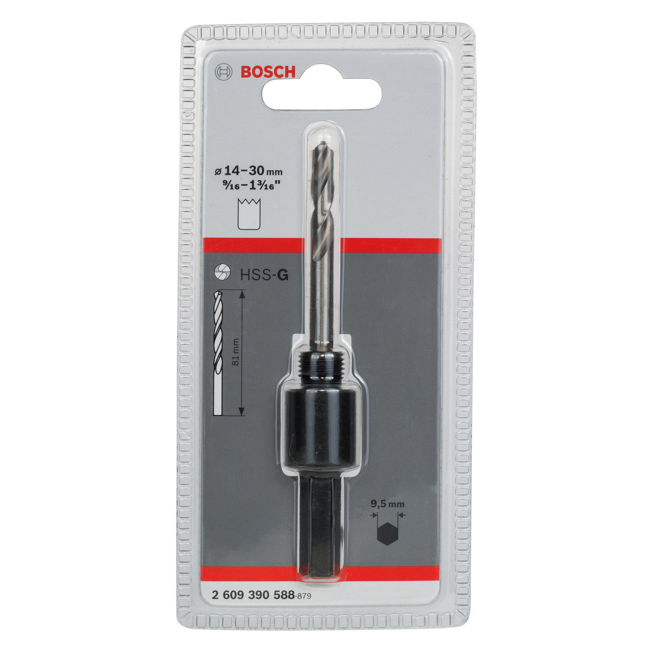 Bosch HSS-G Hex Shank Hole Saw Arbor 14-30mm Drive 9.5mm 2609390588