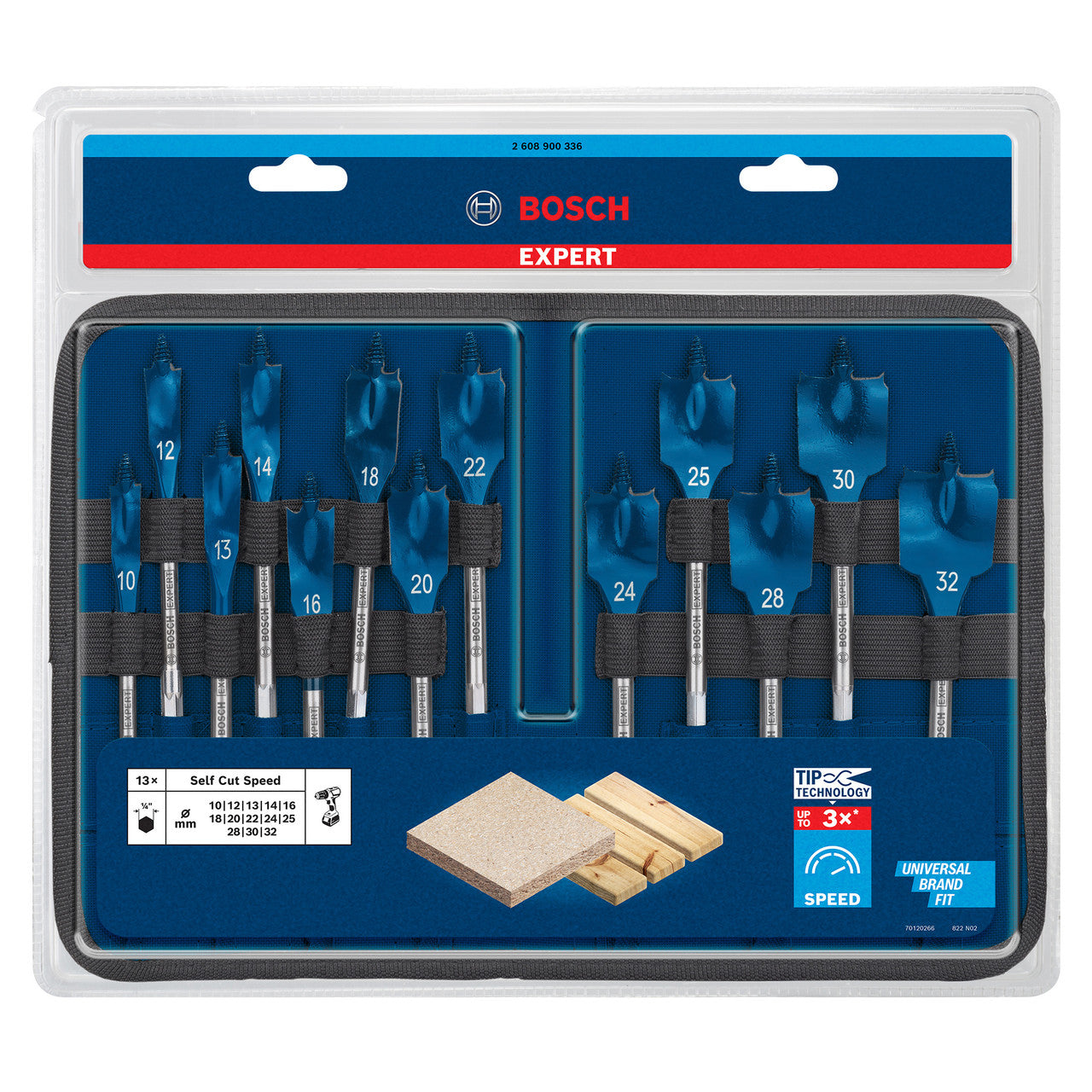 Bosch EXPERT Self Cut Speed Spade Drill Bit Set 13 Piece For Wood 2608900336
