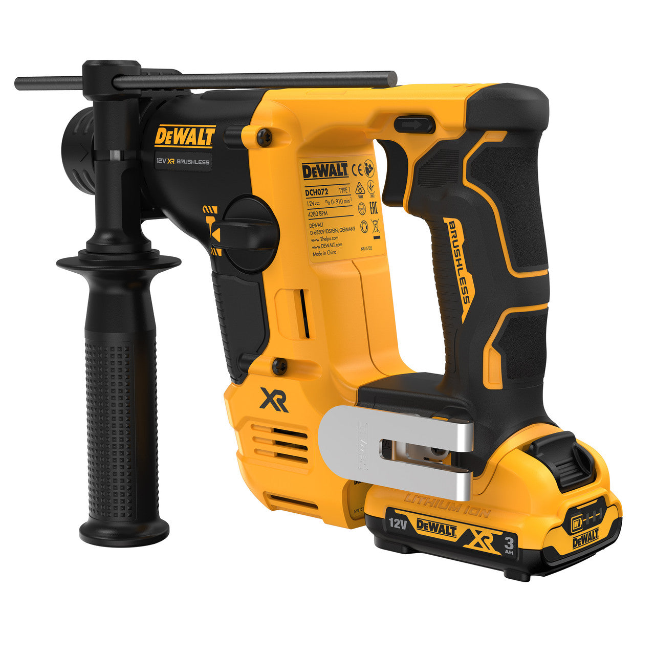 Dewalt 12V XR Brushless SDS Plus Hammer Drill 2 x 3.0Ah Batteries DCH072L2