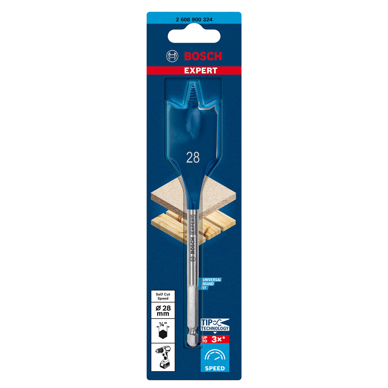 Bosch Expert SelfCut Speed Spade Wood Drill Bit 28mm x 152mm 2608900324
