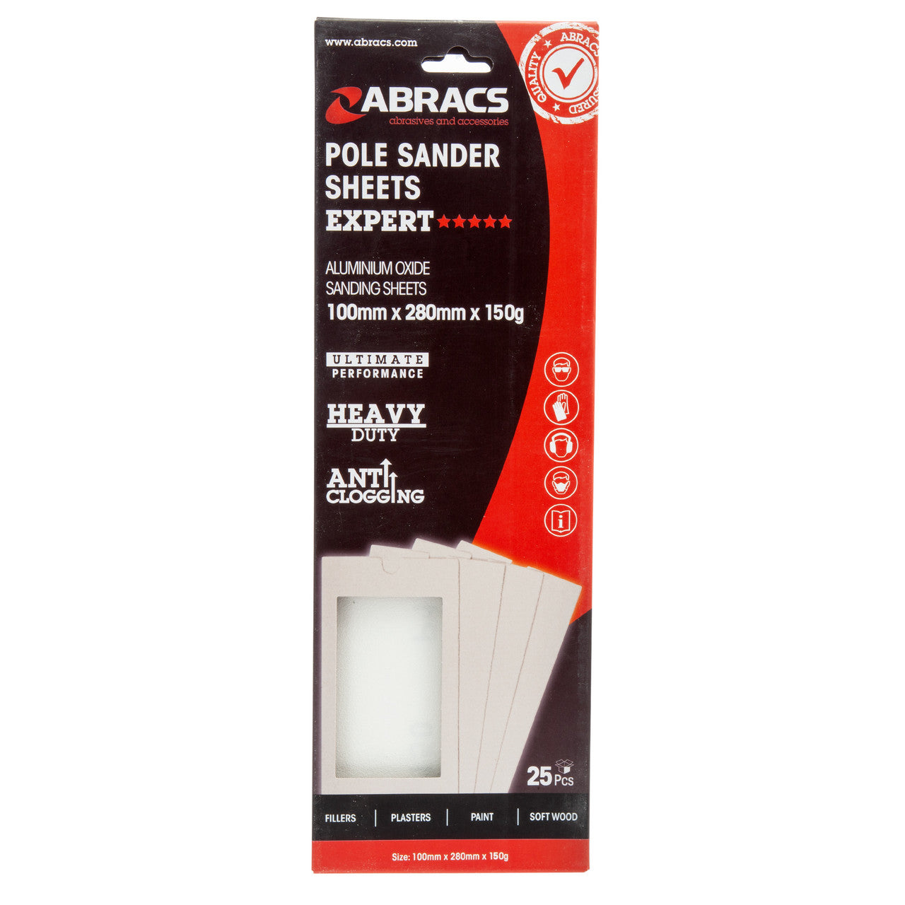 Abracs Pole Sander Sheets 150 Grit 100mm x 280mm 25 Pack ABPS150