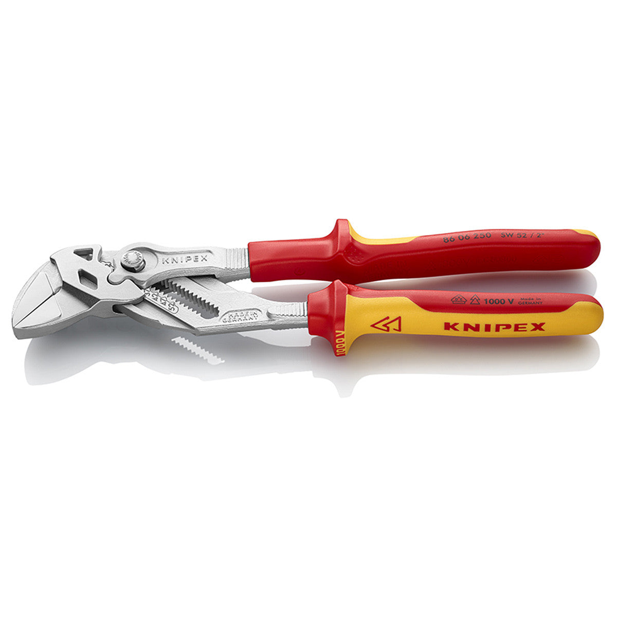 Knipex Plier Wrench VDE 1000V 250mm Parallel jaws Capacity 2 Inch 52 mm 8606250