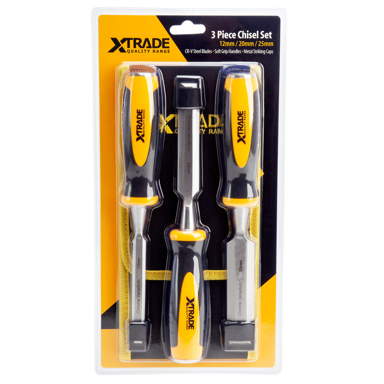 XTrade Bevel Edge Wood Chisel Set in Pouch 3 Piece X0900007