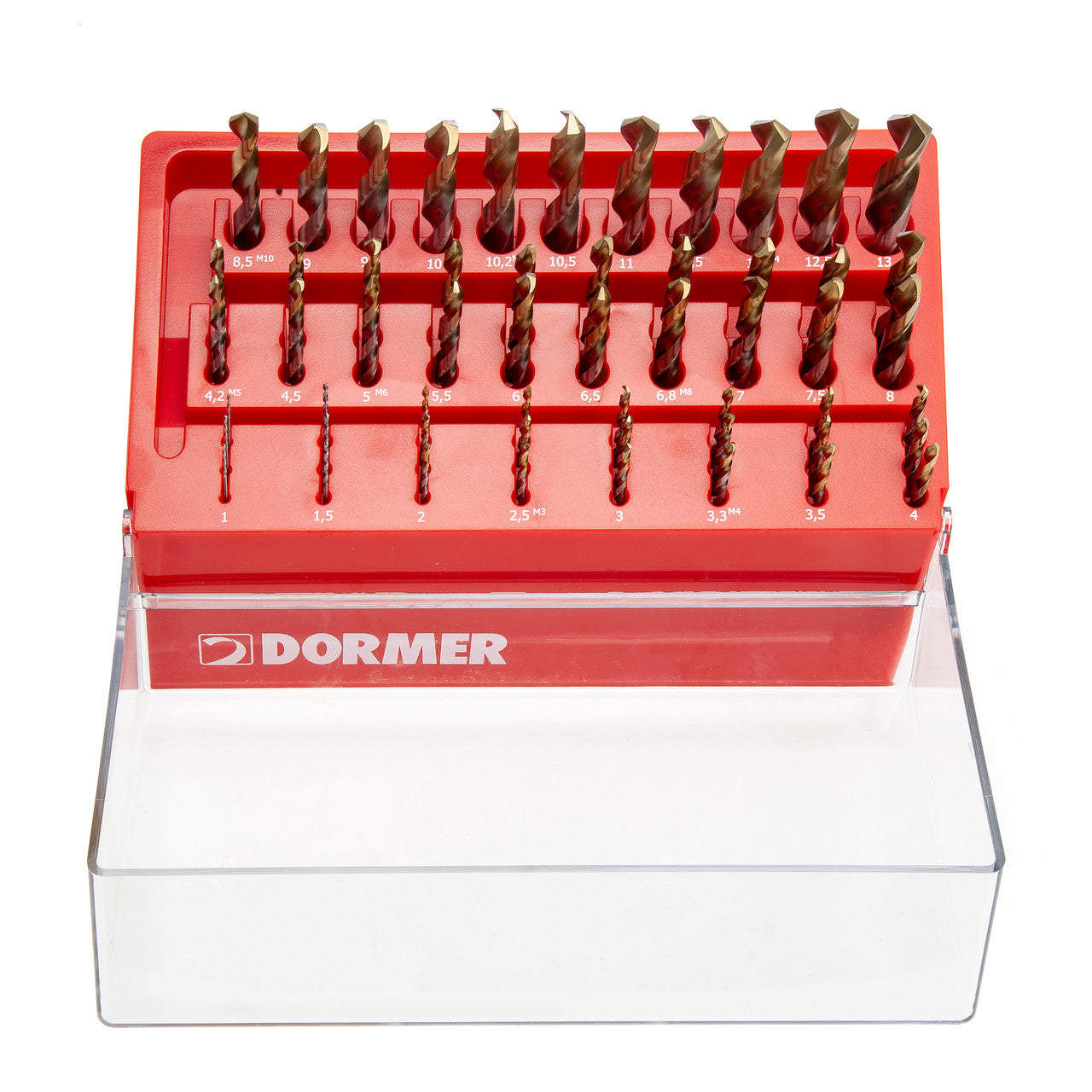Dormer A002 HSS-TiN Coated Tip Jobber Drills 1 - 13mm 55 Piece A099DRILLBOYXL