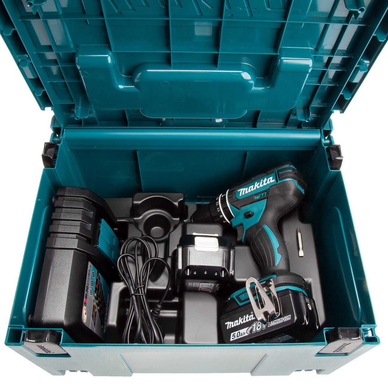 Makita 18V LXT Combi Drill 2 x 5.0Ah Batteries in MakPac case Keyless DHP482RTJ