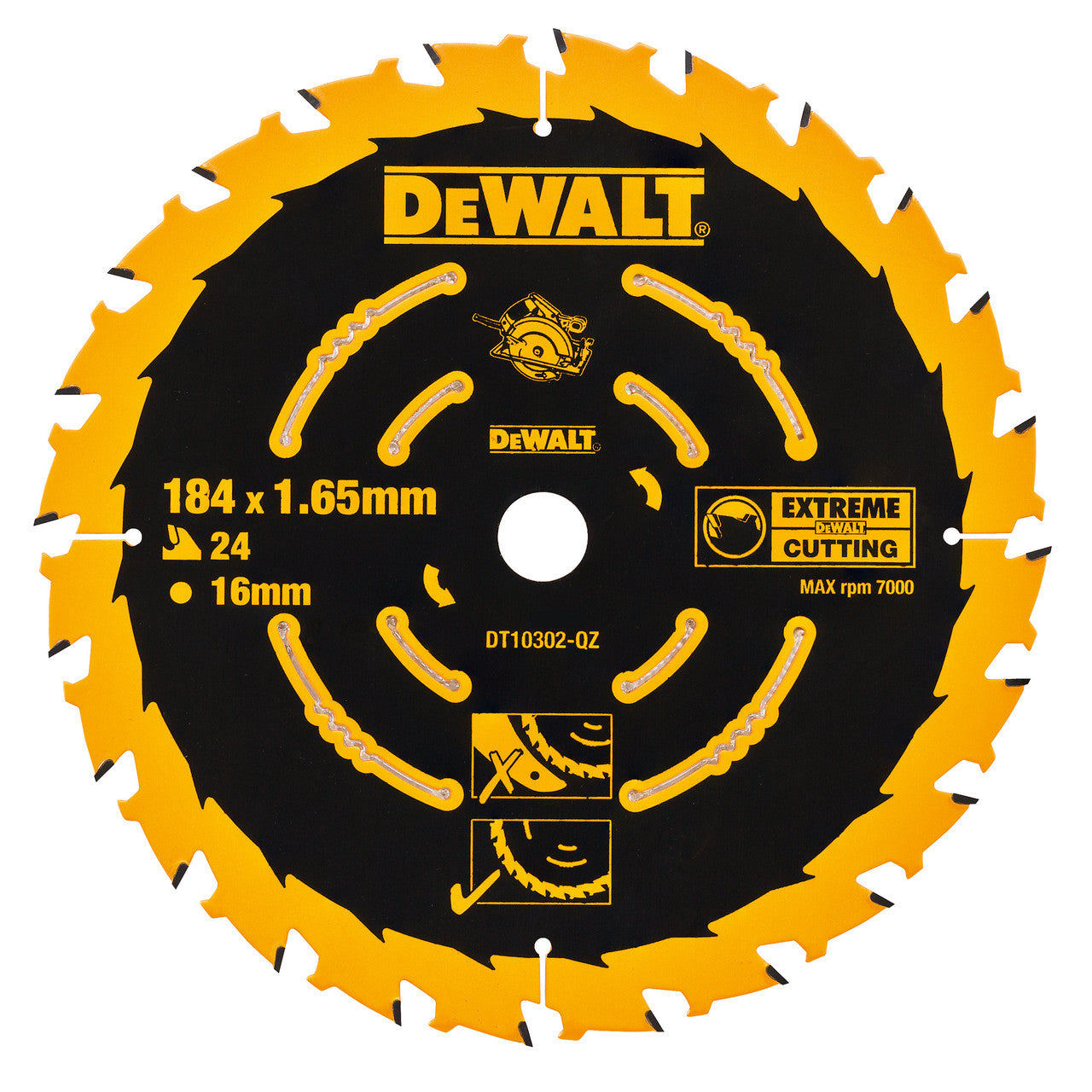 Dewalt Extreme 2nd Fix Circular Saw Blade 184mm x 16mm x 24T DT10302