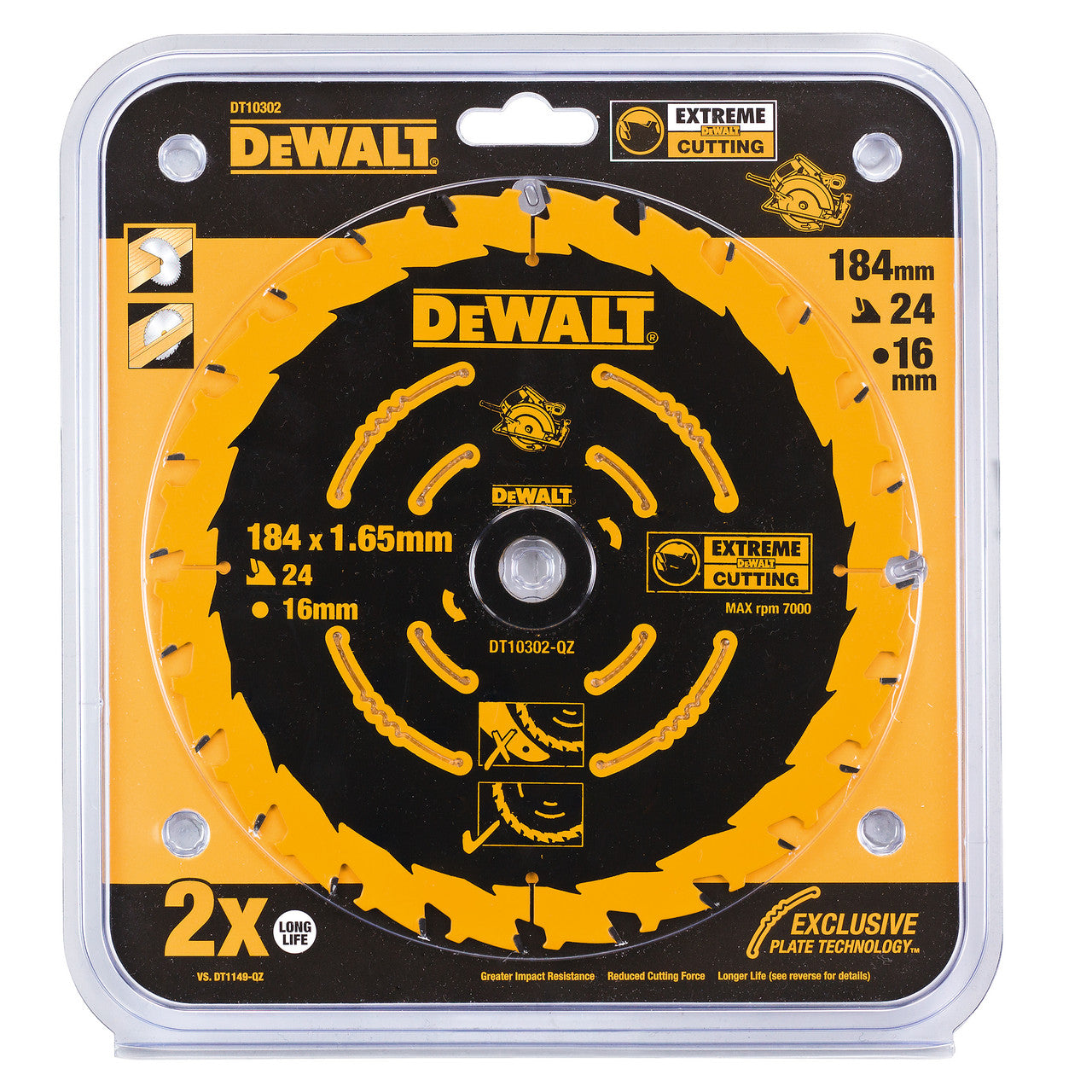 Dewalt Extreme 2nd Fix Circular Saw Blade 184mm x 16mm x 24T DT10302