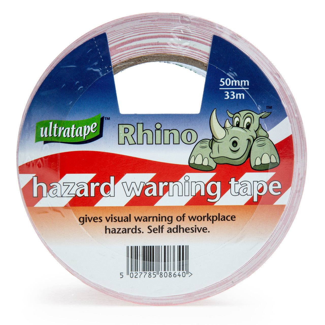 Ultratape Rhino Hazard Warning Tape Red White 50mm x 33m 00225033RWUL