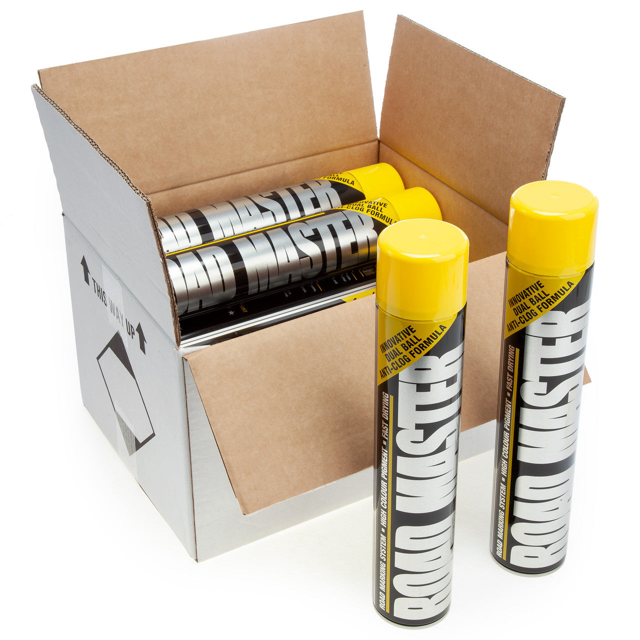 Roadmaster Line Marking Paint in Yellow 750ml Box of 12 Fast Drying AARO02
