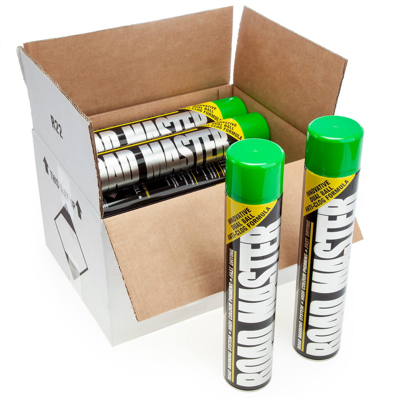 Roadmaster Line Marking Paint in Green 750ml Box of 12 Fast Drying AARO07