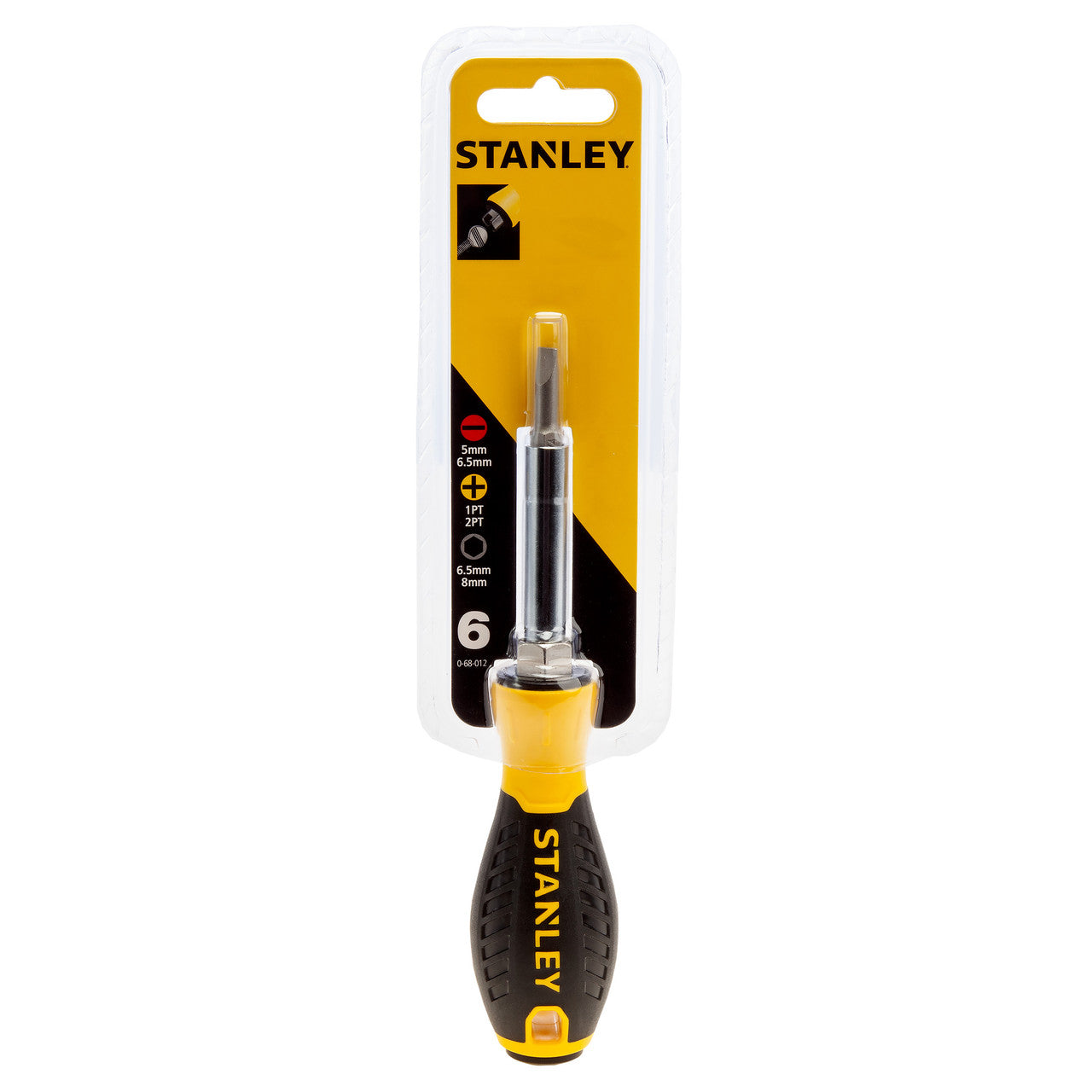 Stanley Screwdriver Hex Drive Slotted Phillip 6 Way Slip Resistant Grip 0-68-012