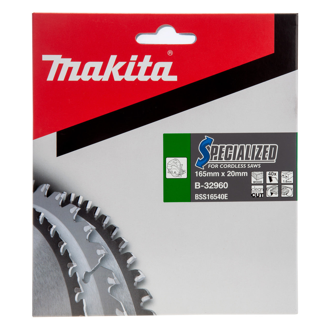 Makita Specialized Circular Saw Blade for Cordless Saws 165 x 20mm x 40T B-32960