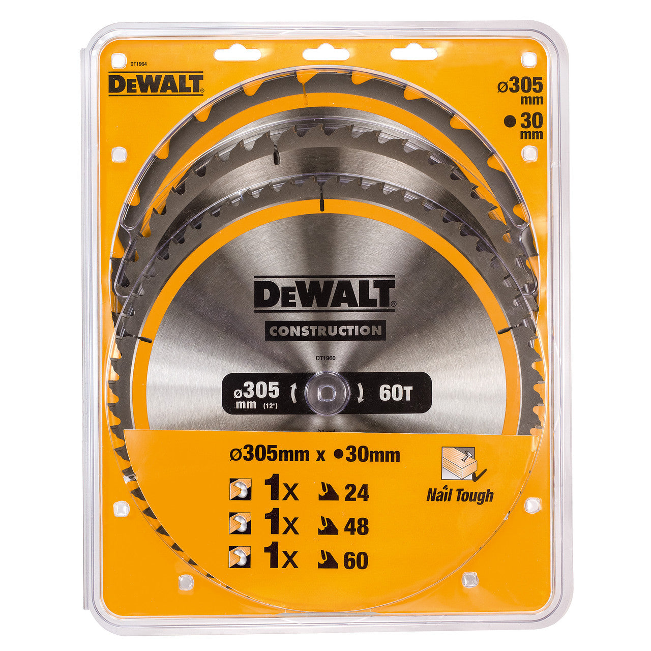 Dewalt Construction Circular Saw Blade 3 Pack 305 x 30mm x 24T 48T 60T DT1964