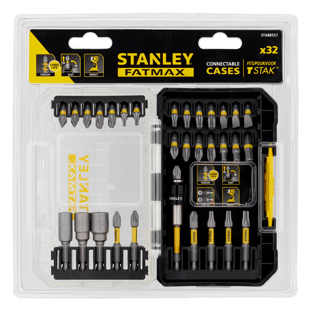 Stanley FatMax Impact Torsion Screwdriver Bit Set in Stack Case 32 Pc STA88557