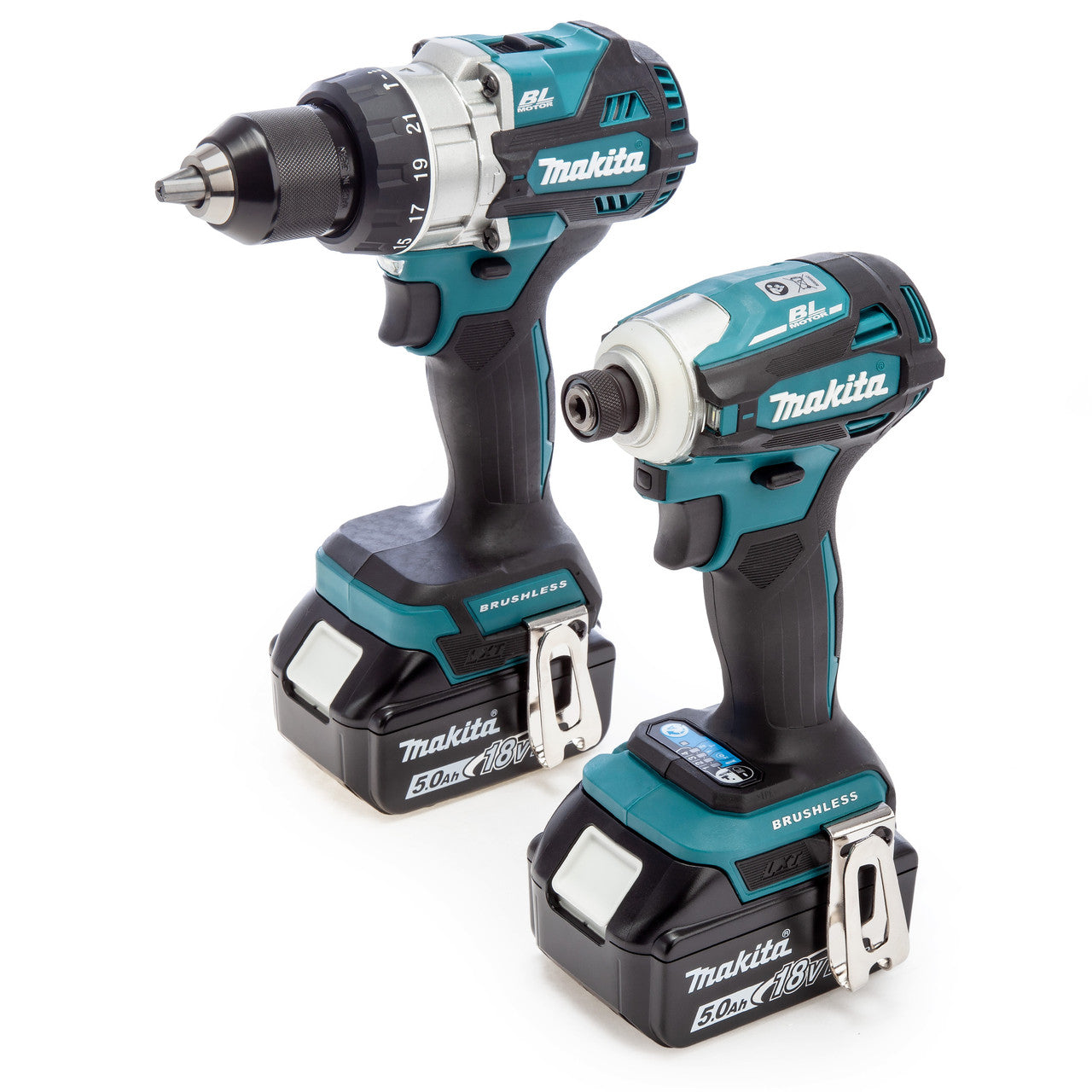 Makita 18V Combi Drill & Impact Driver Twin Pack 2 × 5.0Ah Batteries DLX2455TJ