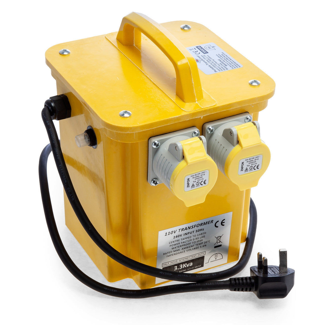 Connexion Transformer 3.3KVA 16amp 2 Sockets 240V Input 110V Output 10961