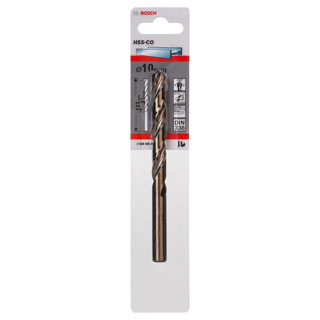 Bosch HSS-Co Cobalt Alloy Metal Drill Bit 10mm x 87mm x 133mm 2608585864
