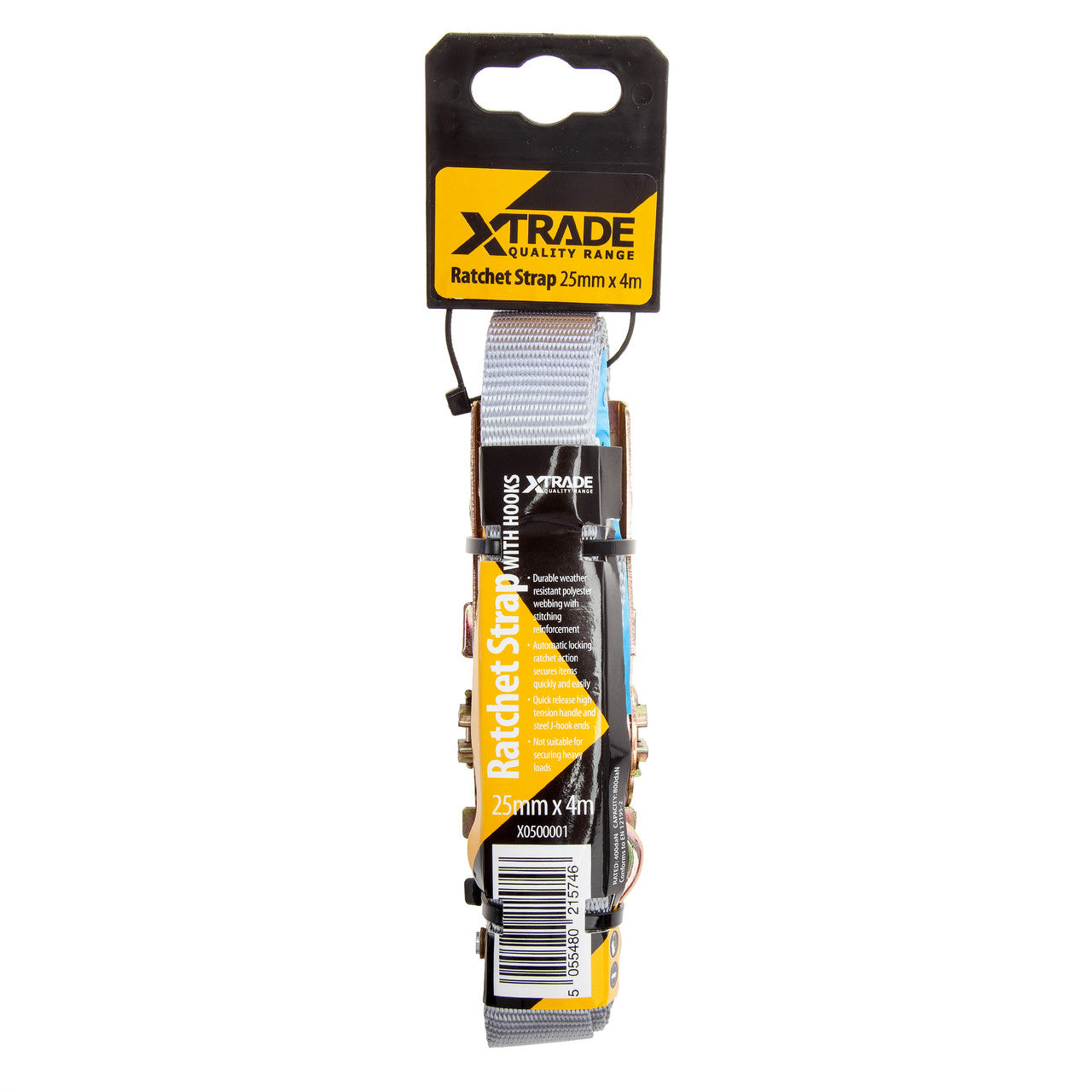XTrade Ratchet Straps with Hooks 25mm x 4m Capacity 800daN X0500001