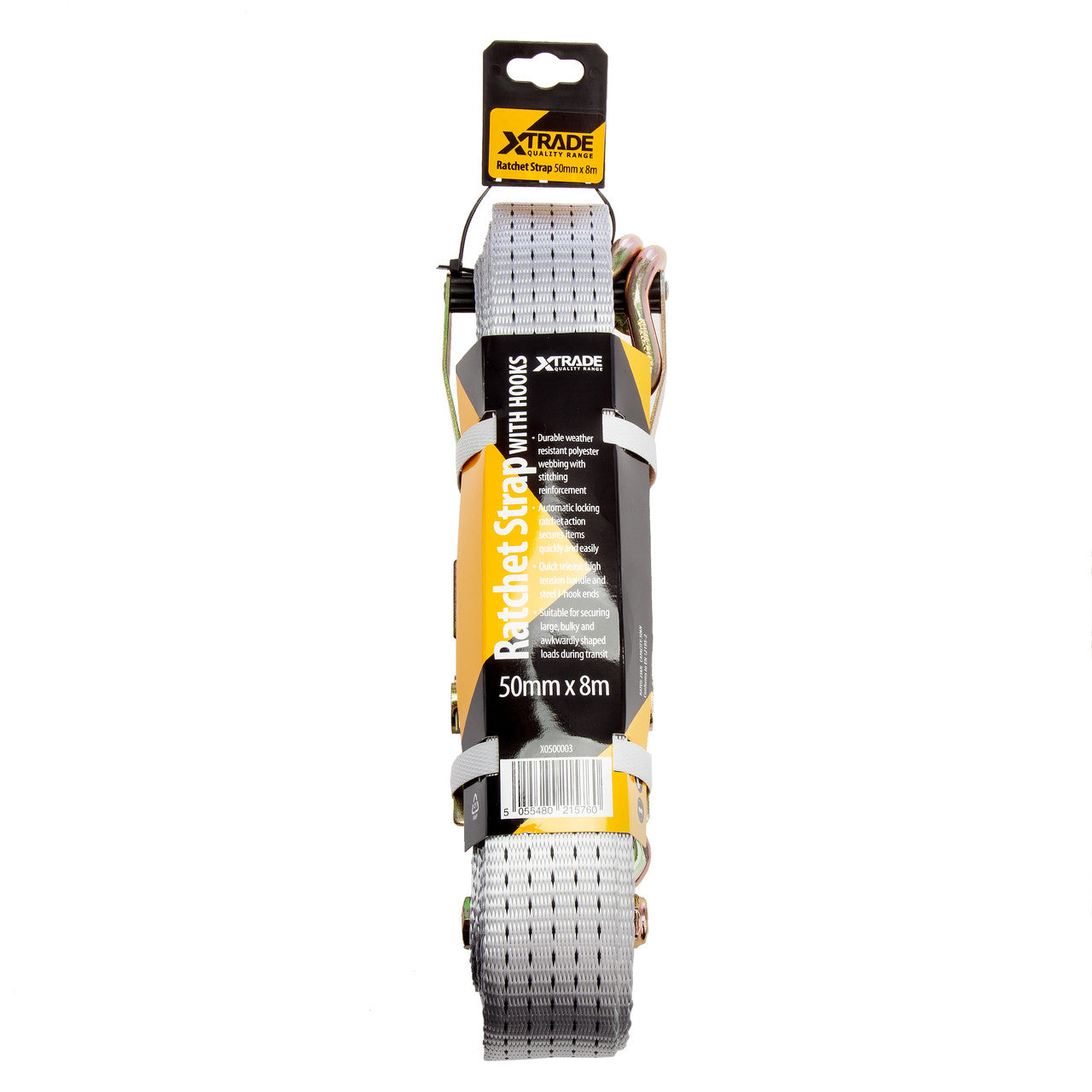 XTrade Ratchet Straps with Hooks 50mm x 8m Capacity 50kN X0500003