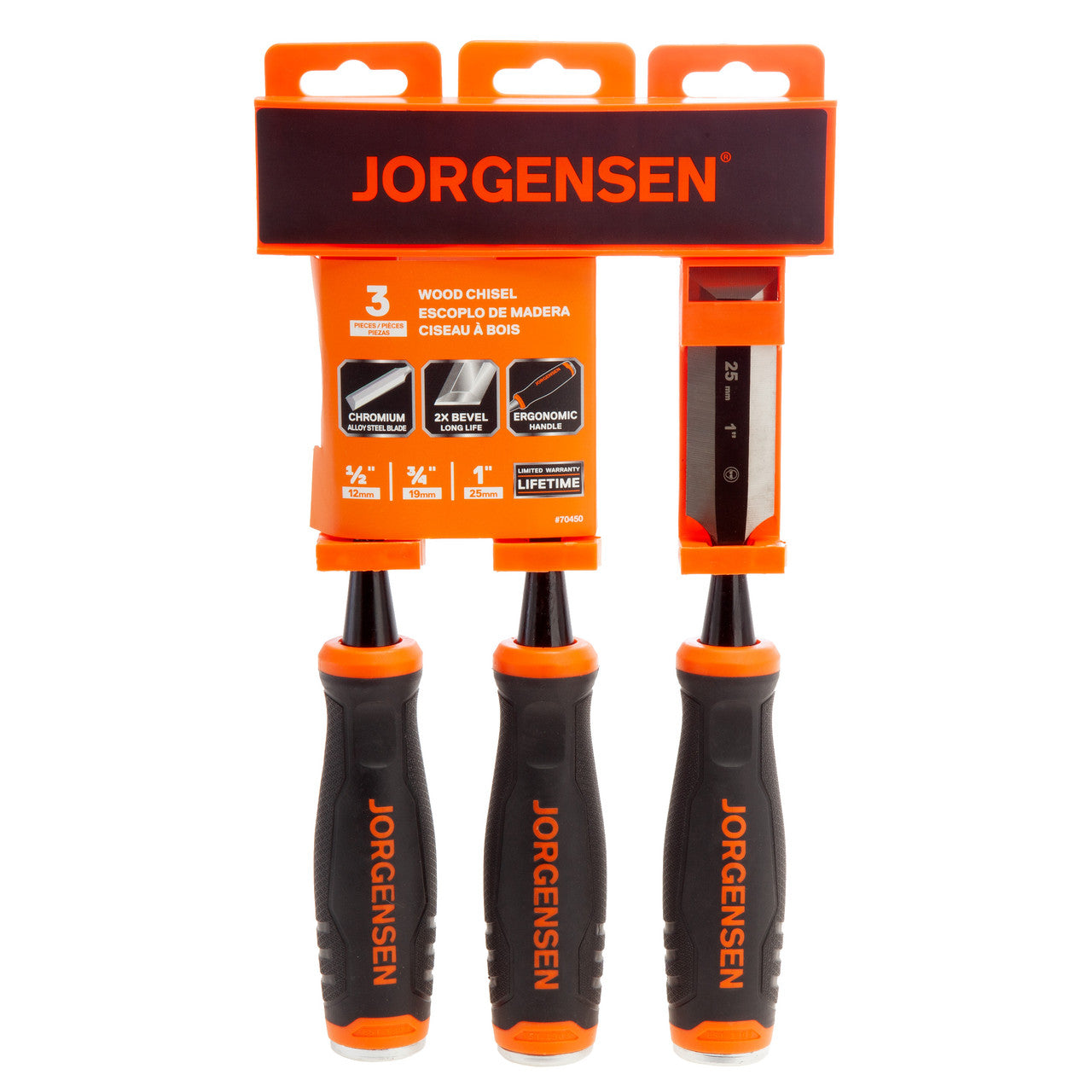 Pony Jorgensen Wood Chisel Set 3 Piece 1/2" 3/4" 1" Blades 70450
