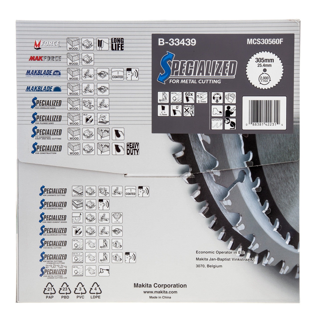 Makita Metal Cutting Circular Saw Blade 305mm x 25.4mm x 60T B-33439