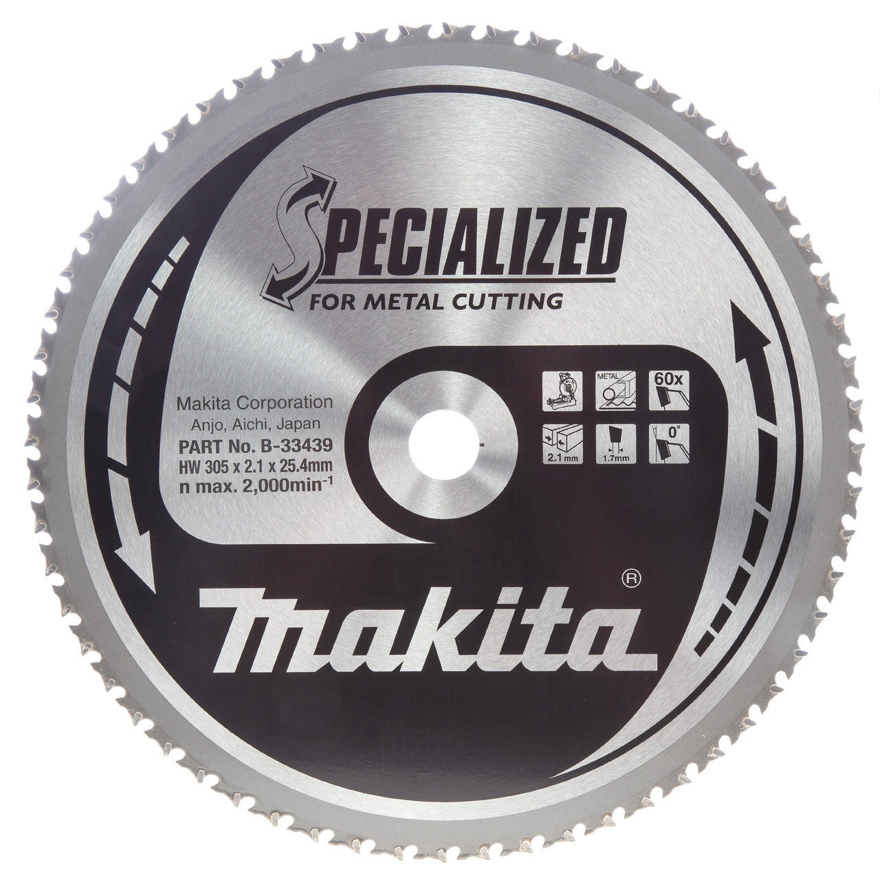 Makita Metal Cutting Circular Saw Blade 305mm x 25.4mm x 60T B-33439