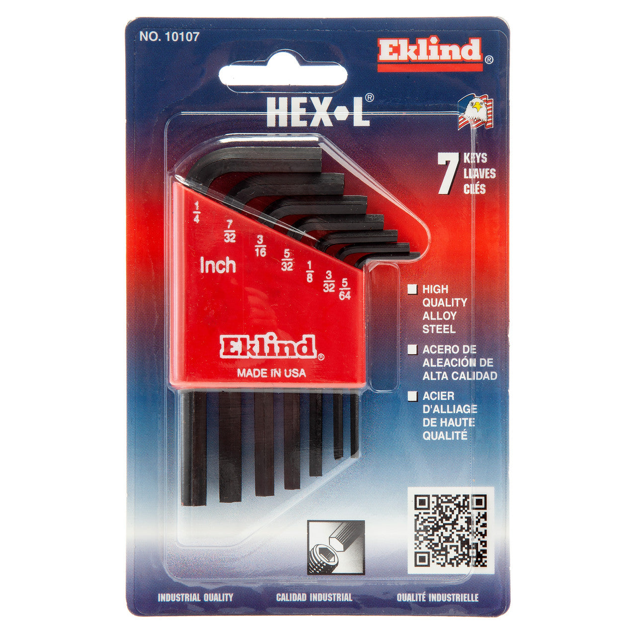 Eklind 10107 Imperial Hex-L Short Series Key Set 7 Piece (5/64 - 1/4")