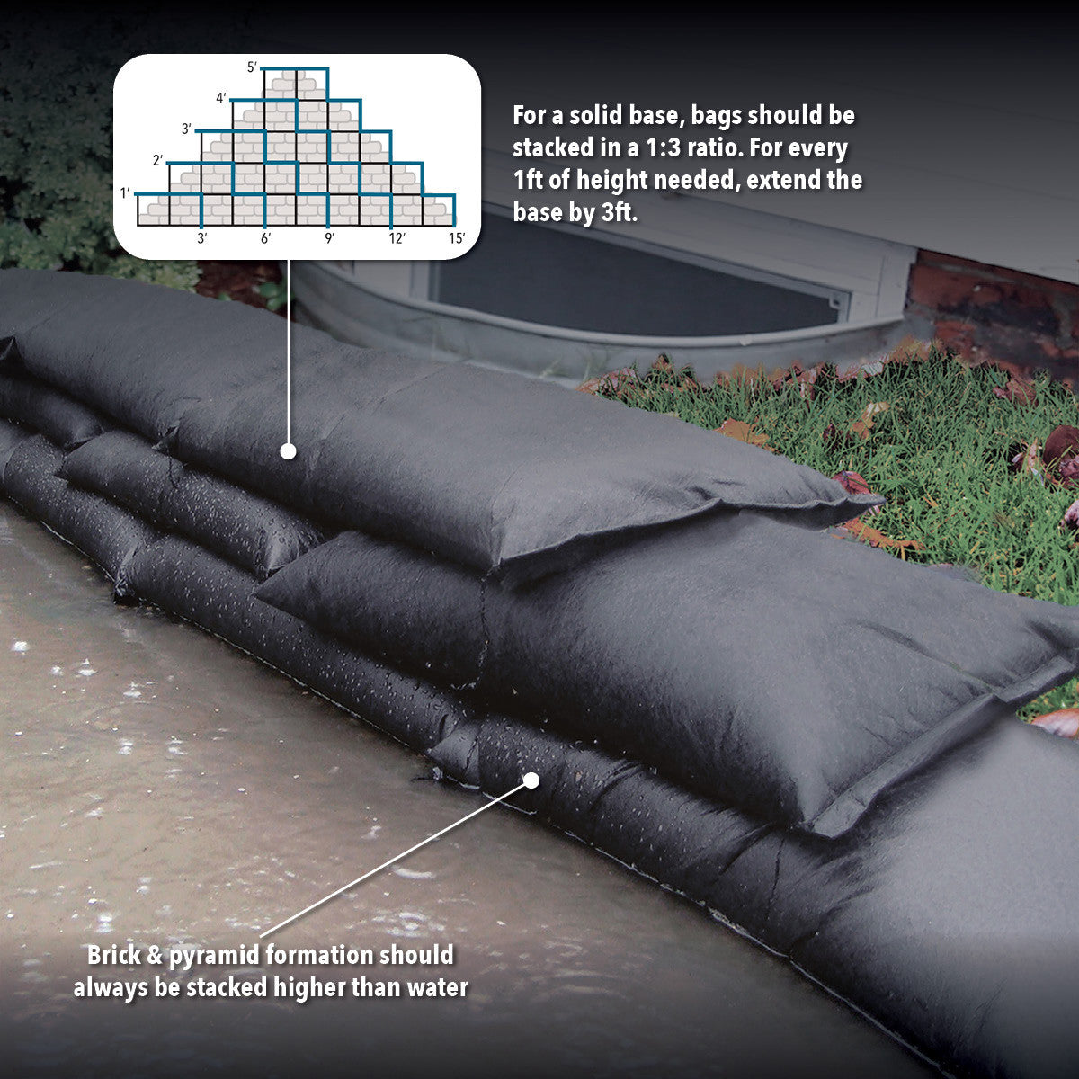 Quick Dam Water Activated Flood Bags 30cm 1ft x 61cm 2ft Pack of 6 QD1224-6