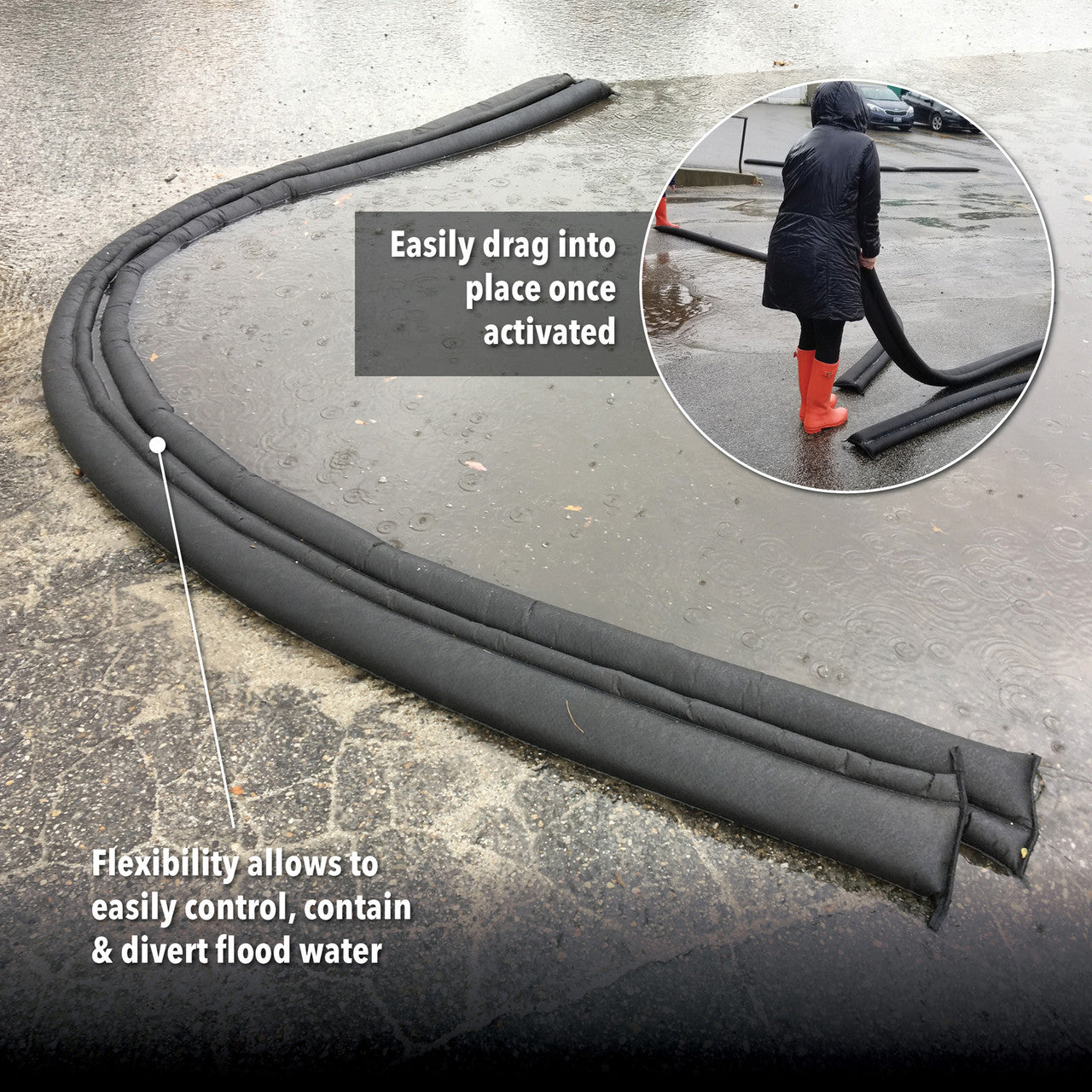 Quick Dam Grab & Go Combo 5x 1.5m 5ft Flood Barriers 10x Flood Bags QDGGCO