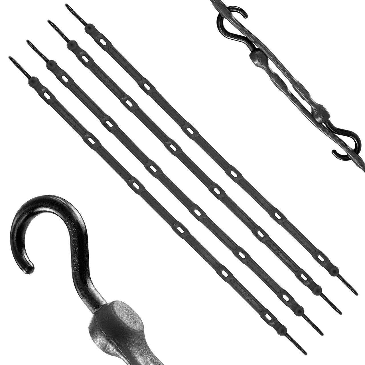 Perfect Bungee Adjust-A-Strap Bungee Cords Black 91cm/36in 4Pk AS36BK4PK-BXST