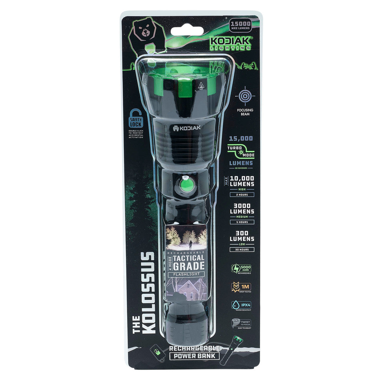 LitezAll Kolossus Rechargeable Tactical Torch & Power Bank 15,000 Lumens 25478