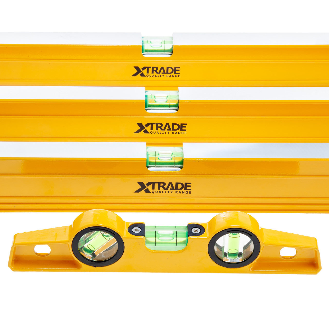 XTrade Spirit Level Set 4 Piece 25, 60, 120, 180cm Aluminium Frame X0900010