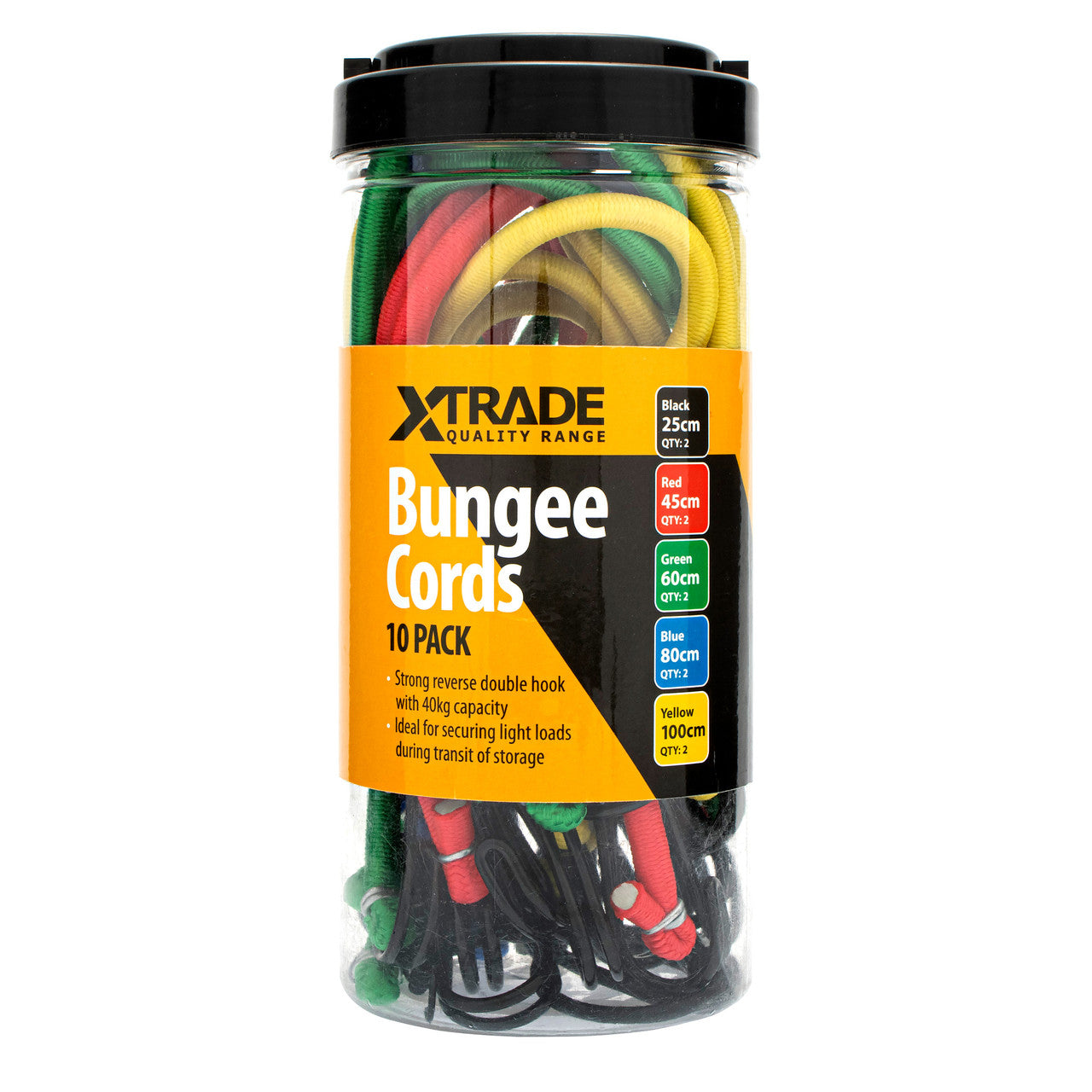 XTrade Bungee Cords 10 Pack Assorted colours and sizes X0500005