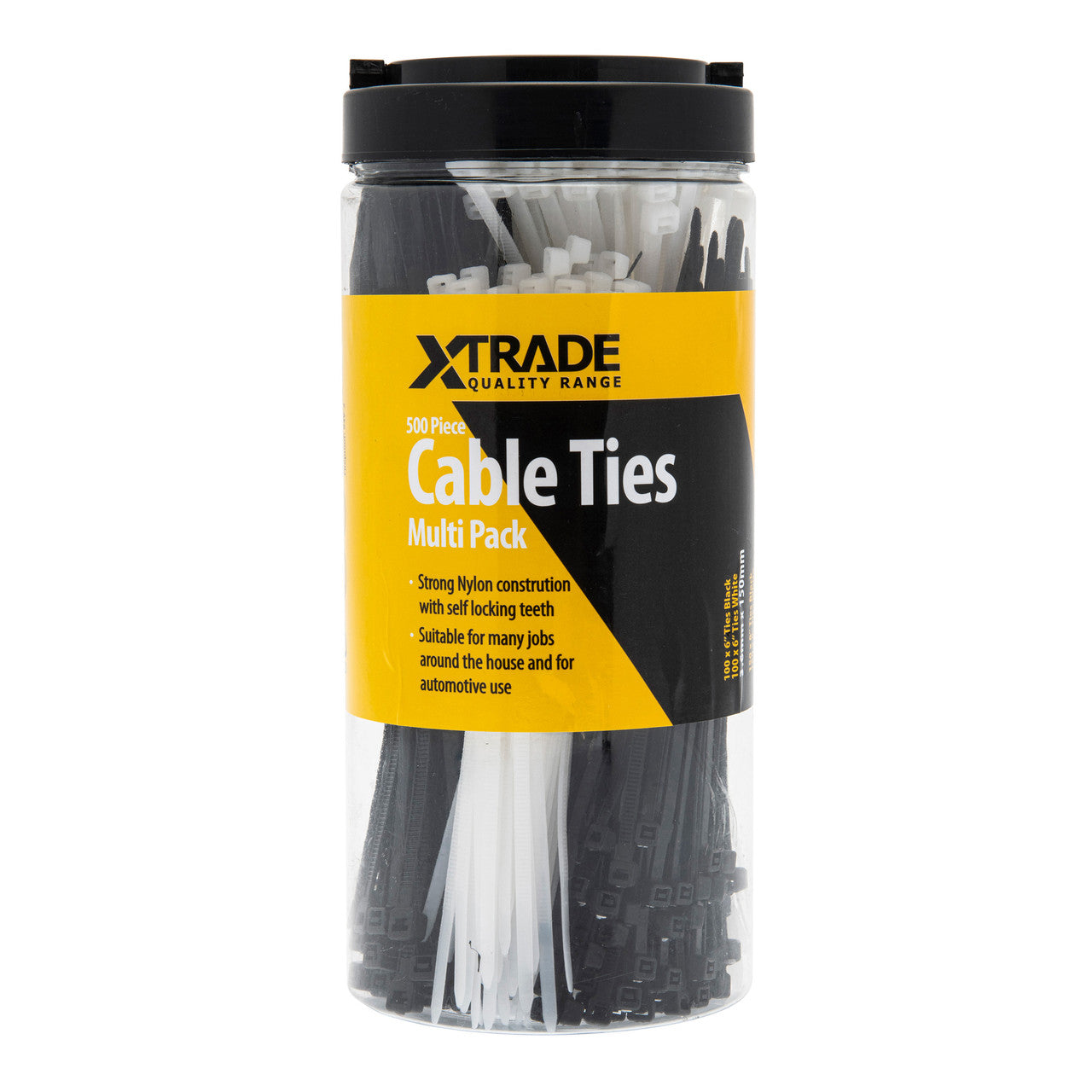 XTrade Nylon Cable Tie Multi Pack 500 Black & White Various Lengths X0700001