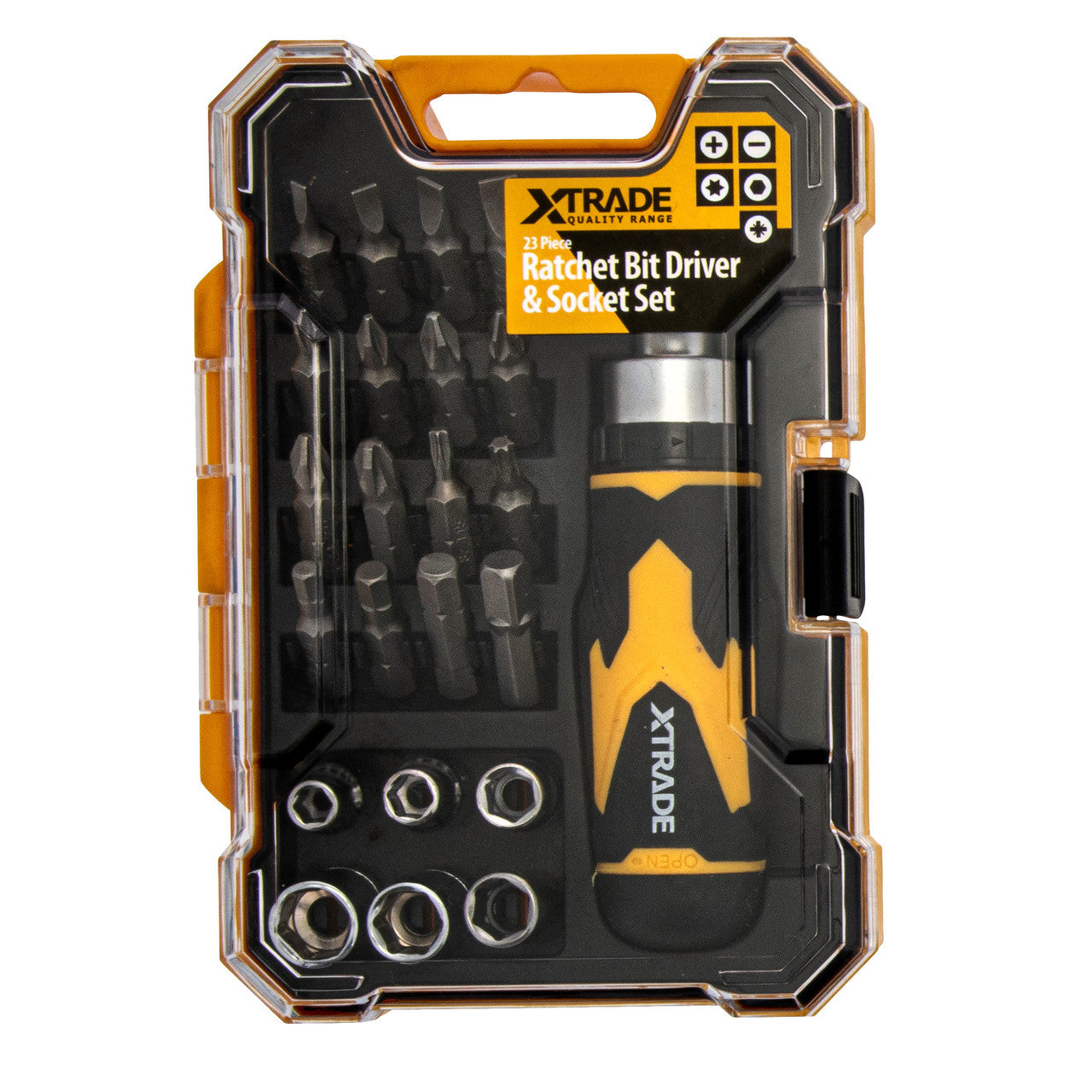 XTrade Ratchet Bit Driver & Socket Set 23 Piece In A storage Case X0900076